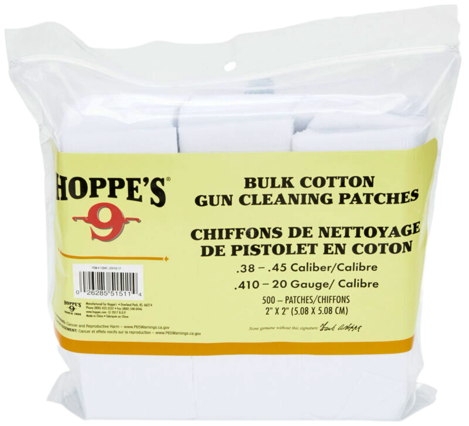 Hoppe’s 9 Bulk Cotton Gun Cleaning Patches